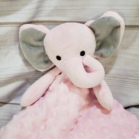 Pro Goleem Pink Elephant Satin Back Lovey Mini Security Blanket Knubby 16 Inch - Picture 3 of 8